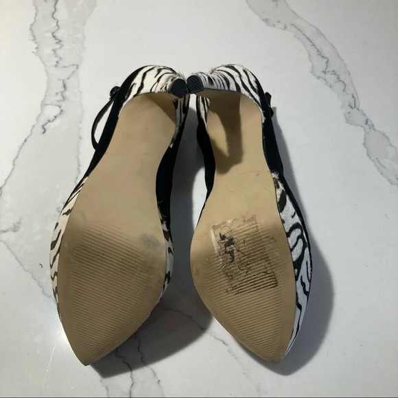 KATE & ME Sz 9.5 Suede Pony Hair Zebra Accents On  Heel and Platform Heels - Picture 9 of 10